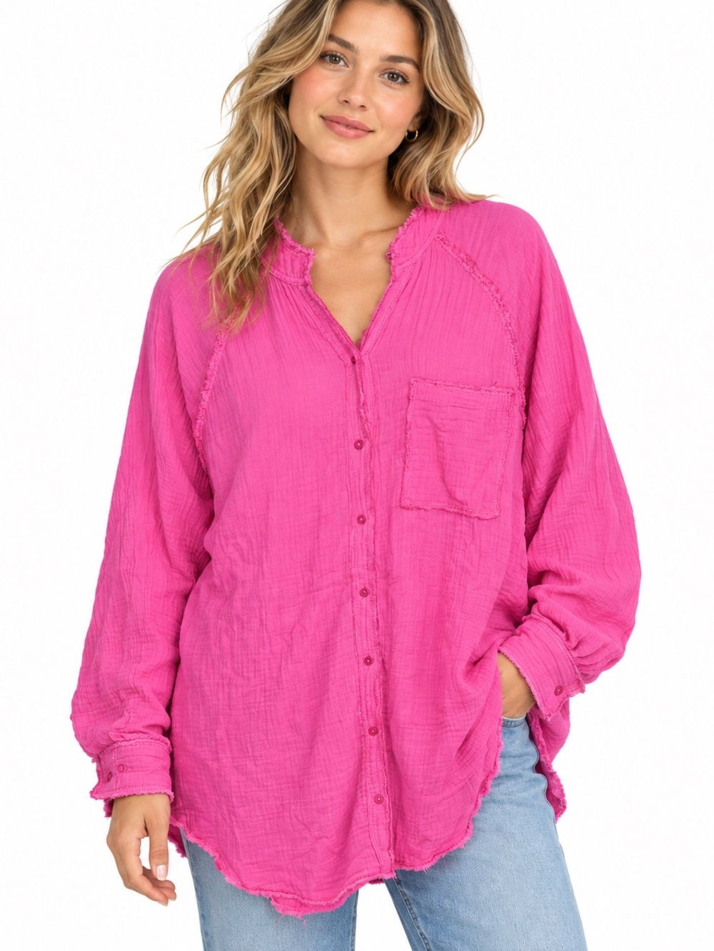 Aerie Pool to Party Oversized Button Up Blouse - Size L